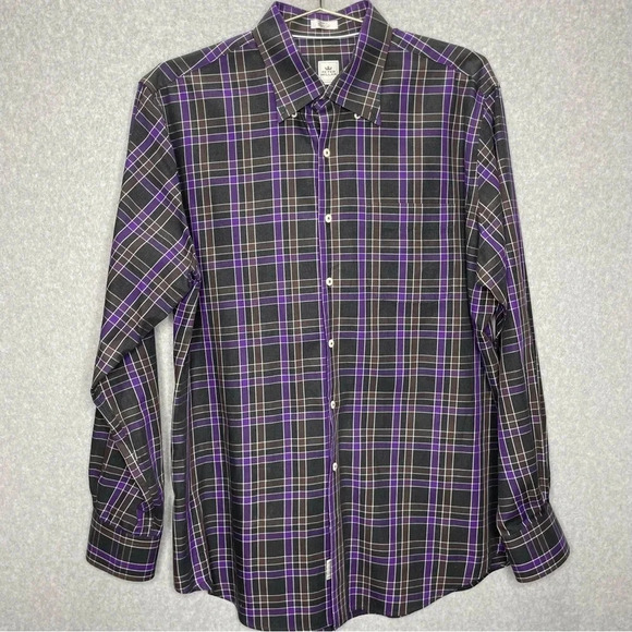 Peter Millar Crown Purple/Grey Cotton Button Down Top - Picture 1 of 5